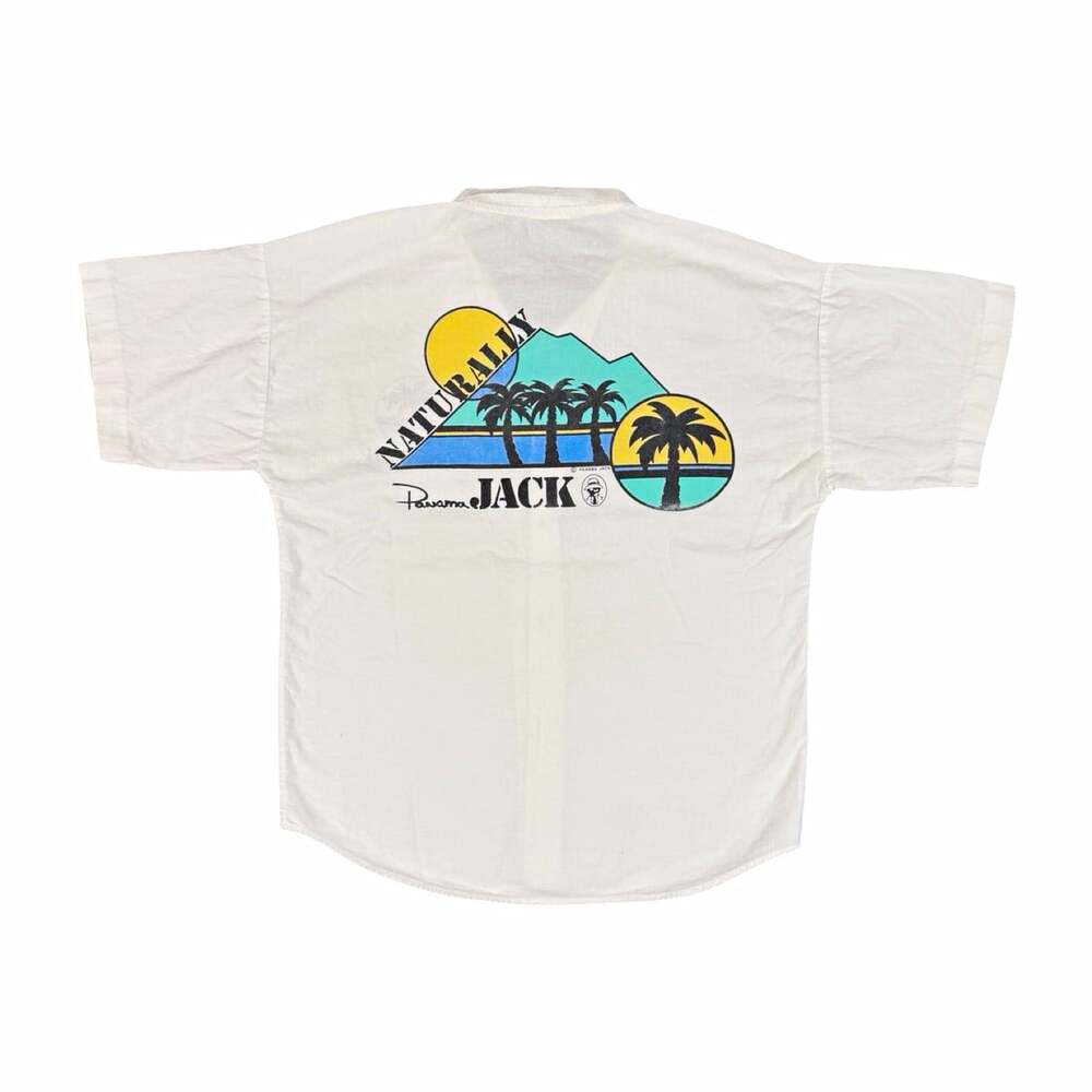Vintage 80s-90s Panama Jack Graphic Print Button Up Shirt Short Sleeve XL